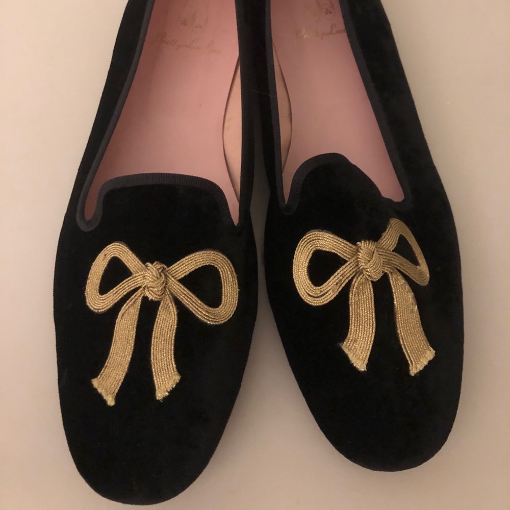 Pretty Loafers Ballerinas suede loafers gold bows